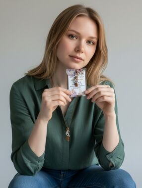 Crystal Stone Pendant Affirmation Card with Silver, Or  Gold Charm - Amber Brown